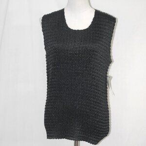 NWT Textured Stretch Nicola Womens 3X Black Sleeveless Shirt 100% Polyester